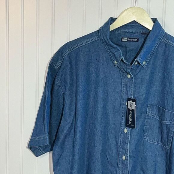 Blue Generation Denim Button Up Womens 2Xlarge Blue Short Sleeve Classic Western - Picture 2 of 9